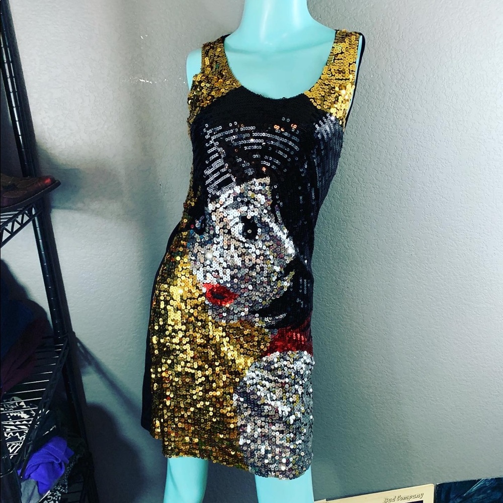 🔥 RARE VINTAGE Y2K QED London Sequin Mod Girl Retro dress 1920’s style